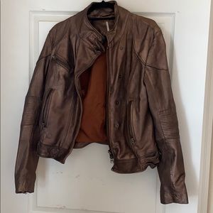 Free people lamb leather bronze jacket size medium